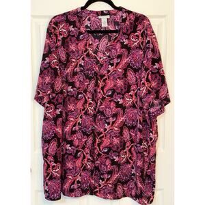 Catherines Women’s Inner & Outer‎ Buttons Up V- Neck Short Sleeve Top Blouse 4X